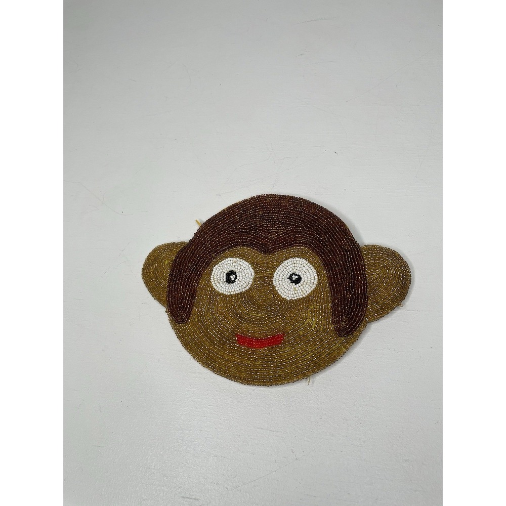 Small Beaded Zippered Monkey Chimp Coin Purse Pouch Childs 6" Toy Playhouse